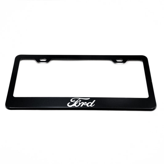 FORD Stainless Steel Black License Plate Frame