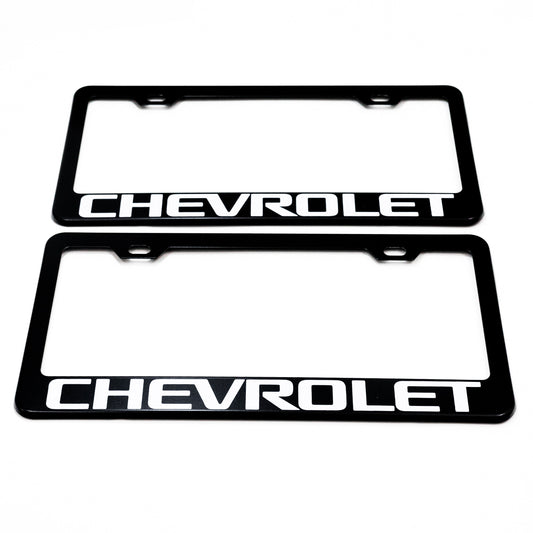 CHEVROLET Stainless Steel Black License Plate Frame