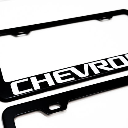 CHEVROLET Stainless Steel Black License Plate Frame