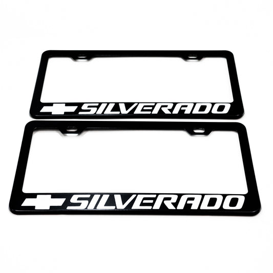 CHEVROLET SILVERADO Stainless Steel Black License Plate Frame