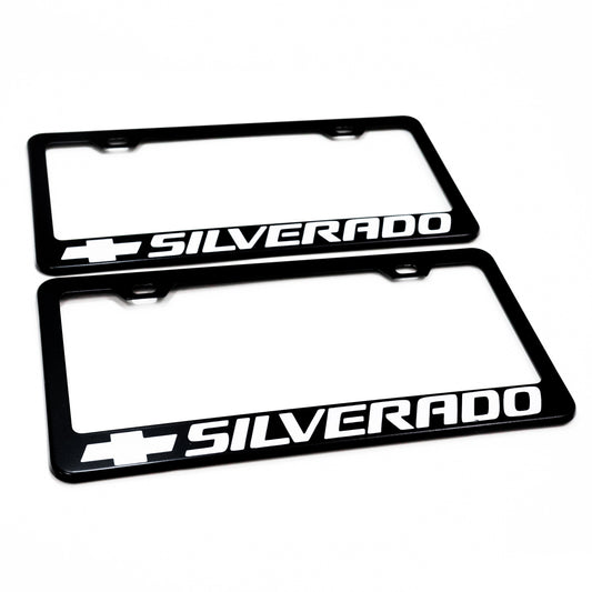CHEVROLET SILVERADO Stainless Steel Black License Plate Frame