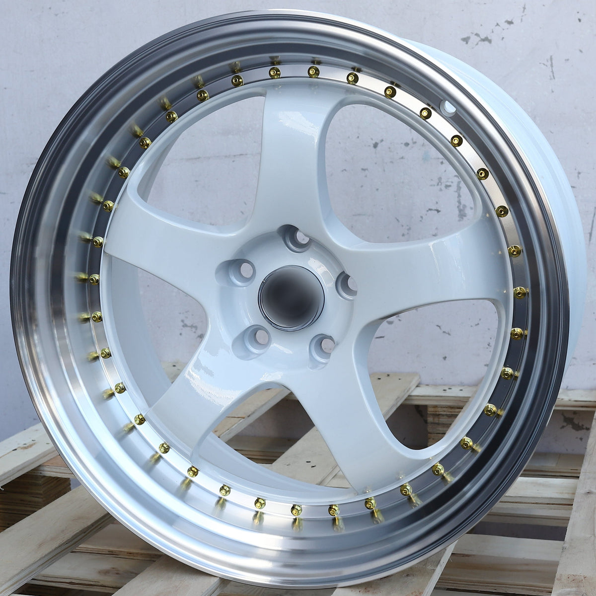 WKS-2 | White Machined Lip + Gold Rivet
