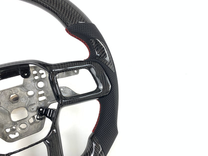 FOR 2024+ FORD MUSTANG CARBON FIBER & LEATHER STEERING WHEEL