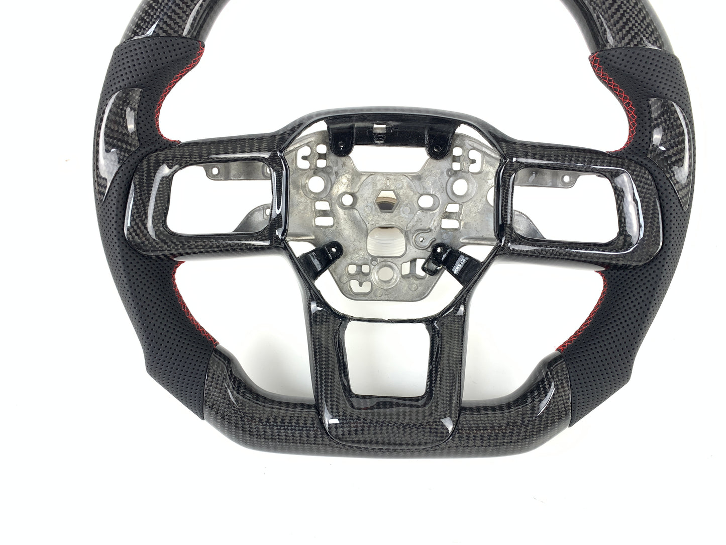 FOR 2024+ FORD MUSTANG CARBON FIBER & LEATHER STEERING WHEEL