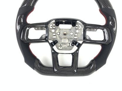 FOR 2024+ FORD MUSTANG CARBON FIBER & LEATHER STEERING WHEEL