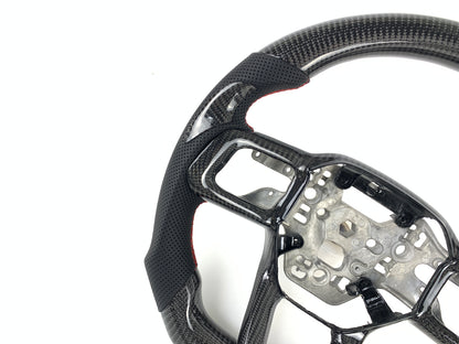 FOR 2024+ FORD MUSTANG CARBON FIBER & LEATHER STEERING WHEEL