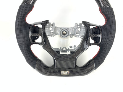 FOR 2013-2023 LEXUS IS CARBON FIBER & LEATHER STEERING WHEEL