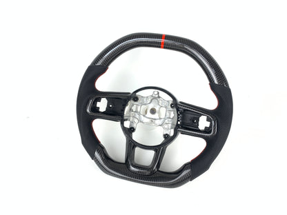 FOR 2018-2023 JEEP WRANGLER JL GLADIATOR CARBON FIBER & LEATHER STEERING WHEEL