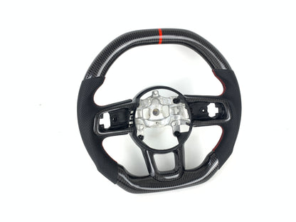 FOR 2018-2023 JEEP WRANGLER JL GLADIATOR CARBON FIBER & LEATHER STEERING WHEEL