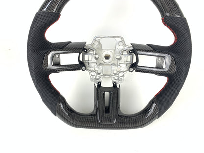FOR 2018-2023 FORD MUSTANG CARBON FIBER & LEATHER STEERING WHEEL