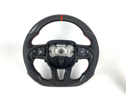 FOR 2015-2024 DODGE CHALLENGER/CHARGER CARBON FIBER & LEATHER STEERING WHEEL