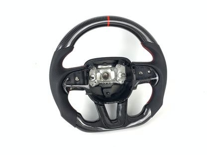 FOR 2015-2024 DODGE CHALLENGER/CHARGER CARBON FIBER & LEATHER STEERING WHEEL