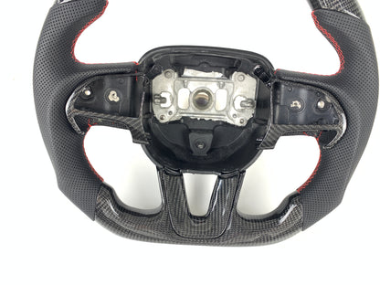 FOR 2015-2024 DODGE CHALLENGER/CHARGER CARBON FIBER & LEATHER STEERING WHEEL
