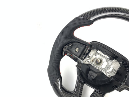 FOR 2015-2024 DODGE CHALLENGER/CHARGER CARBON FIBER & LEATHER STEERING WHEEL