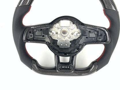 FOR 2013-2020 VOLKSWAGEN MK7 CARBON FIBER & LEATHER STEERING WHEEL