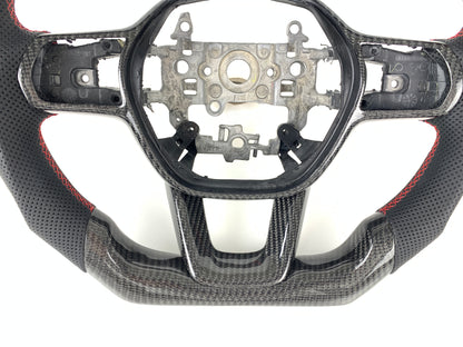 FOR 2022-2024 HONDA CIVIC CARBON FIBER & LEATHER STEERING WHEEL
