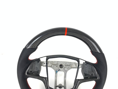 FOR 2013-2019 CADILLAC ATS CARBON FIBER & LEATHER STEERING WHEEL