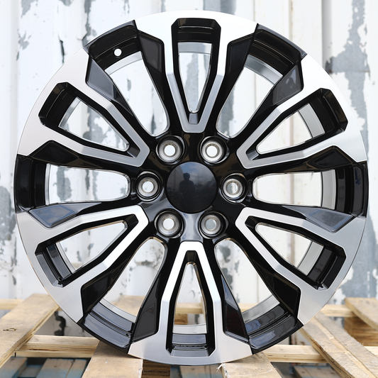 22x9" Black Machine Wheels (6x139.7) Fits Chevy Tahoe Suburban GMC Yukon Cadillac Escalade