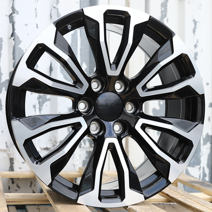 20x9" Black Machine Wheels (6x139.7) Fits Chevy Tahoe Suburban GMC Yukon Cadillac Escalade