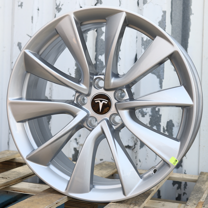 19x8.5" Silver Stiletto Style Wheels (5x114.3) Fits Tesla Model 3 & Model Y AWD/RWD, Long Range & Performance