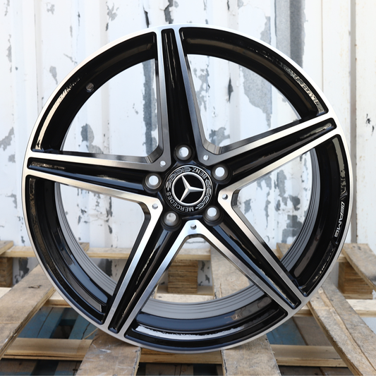 18x8" Black Machined Mercedes-Benz AMG Style Wheels (5x112) Fits C-Class E-Class CLA GLC