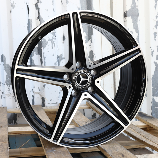 18x8" Black Machined Mercedes-Benz AMG Style Wheels (5x112) Fits C-Class E-Class CLA GLC