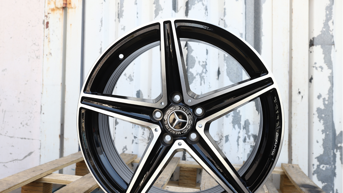 18x8" Black Machined Mercedes-Benz AMG Style Wheels (5x112) Fits C-Class E-Class CLA GLC