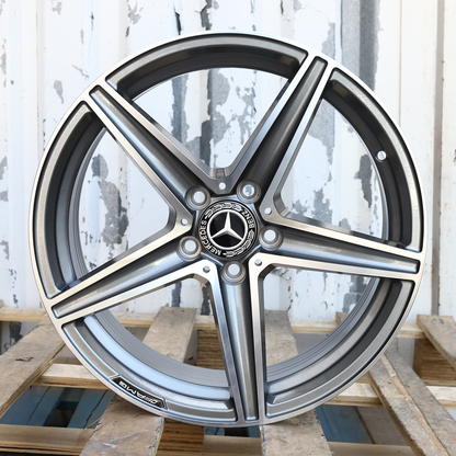 18x8" Gray Machined Mercedes-Benz AMG Style Wheels (5x112) Fits C-Class E-Class CLA GLC