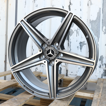 18x8" Gray Machined Mercedes-Benz AMG Style Wheels (5x112) Fits C-Class E-Class CLA GLC
