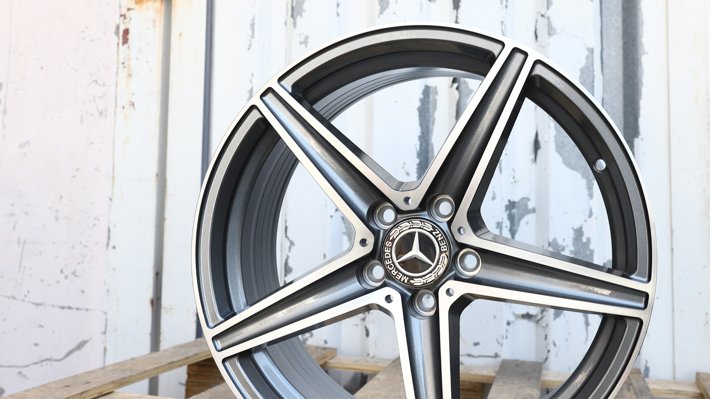 18x8" Gray Machined Mercedes-Benz AMG Style Wheels (5x112) Fits C-Class E-Class CLA GLC