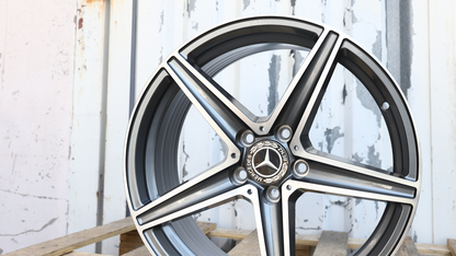 18x8" Gray Machined Mercedes-Benz AMG Style Wheels (5x112) Fits C-Class E-Class CLA GLC