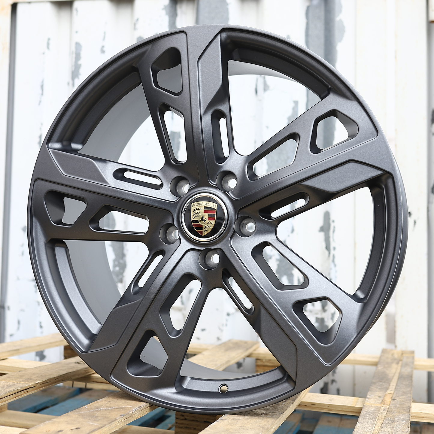 22x10"/22x11.5" Satin Gunmetal GTS Style Wheels (5x130) Fits Porsche Cayenne Panamera Taycan