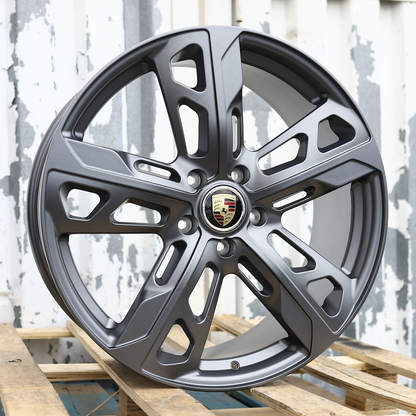 22x10"/22x11.5" Satin Gunmetal GTS Style Wheels (5x130) Fits Porsche Cayenne Panamera Taycan
