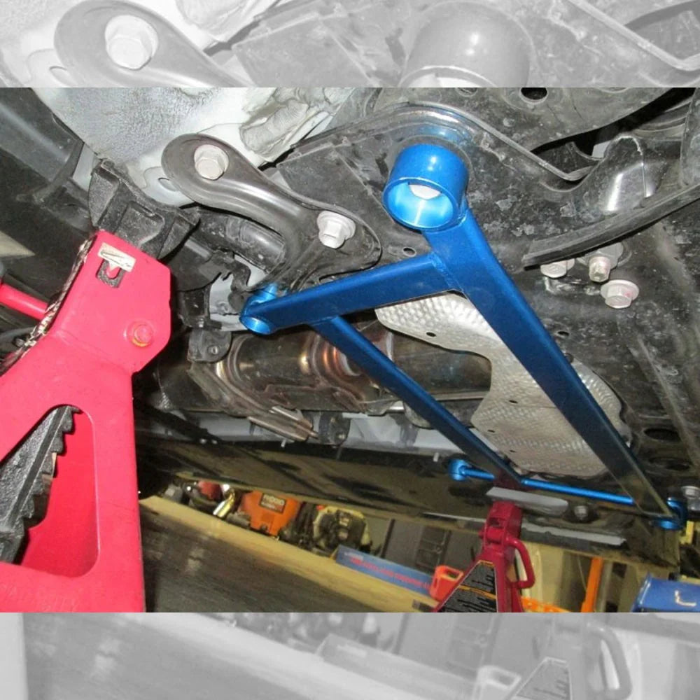 Megan Racing Front Lower H-Bracket Subframe Brace Blue For 11-17 Lexus CT200h (ZWA10) - SB-HBLCT200B