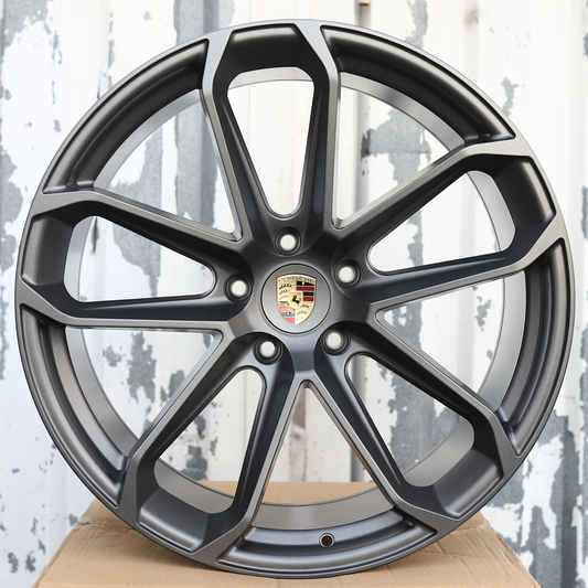 22" Satin Gunmetal GTS Style Wheels (5x130) Fits Porsche Cayenne Panamera Taycan