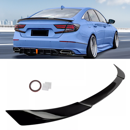 For 2018-2022 Honda Accord Sedan Rear Trunk Lip Spoiler Wing V Style Gloss Black
