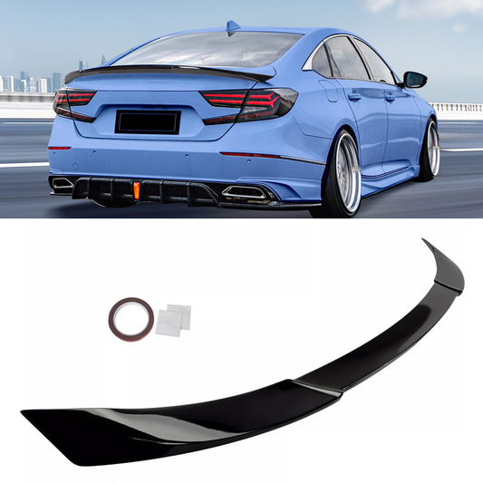 For 2018-2022 Honda Accord Sedan Rear Trunk Lip Spoiler Wing V Style Gloss Black