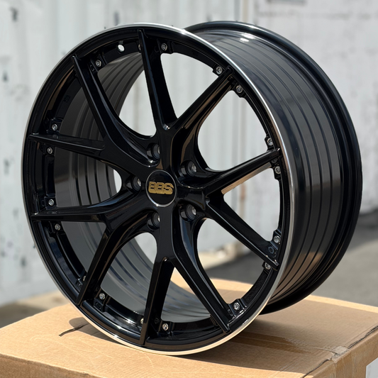 BTS-10 | Black Machined Lip + Chrome Rivets wheels
