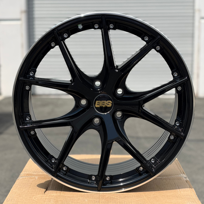 BTS-10 | Black Machined Lip + Chrome Rivets wheels