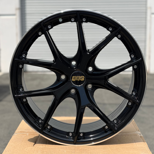 BTS-10 | Black Machined Lip + Chrome Rivets wheels