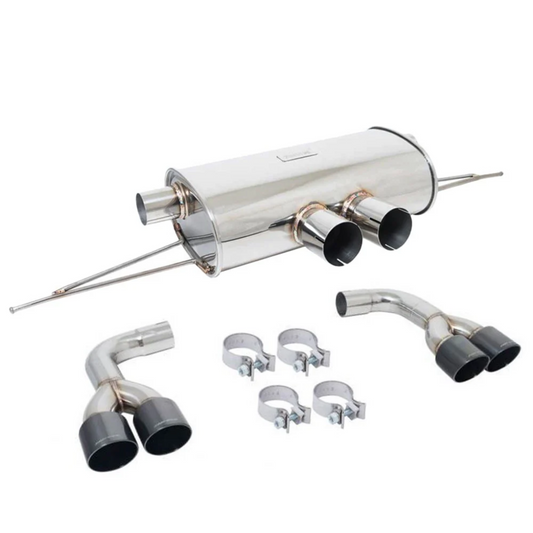 Megan Racing Supremo Axle Back Exhaust System Black Chrome Quad Rolled Tips for 15-18 BMW X5/15-19 X6 M Sport (F85/F86)