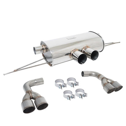 Megan Racing Supremo Axle Back Exhaust System Raw Quad Rolled Tips for 15-18 BMW X5/15-19 X6 M Sport (F85/F86)