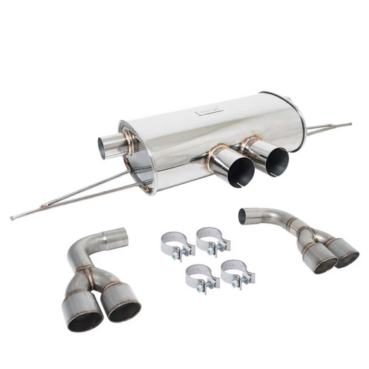 Megan Racing Supremo Axle Back Exhaust System Raw Quad Rolled Tips for 15-18 BMW X5/15-19 X6 M Sport (F85/F86)