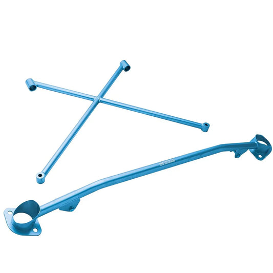 Megan Racing Race Spec Blue Front X-Brace Tower Bar For 99-09 Honda S2000 AP1 AP2 w/Aftermarket Intake