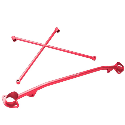 Megan Racing Race Spec Red Front X-Brace Tower Bar For 99-09 Honda S2000 AP1 AP2 w/Aftermarket Intake
