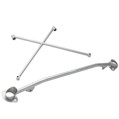 Megan Racing Race Spec Silver Front X-Brace Tower Bar For 99-09 Honda S2000 AP1 AP2 w/Aftermarket Intake