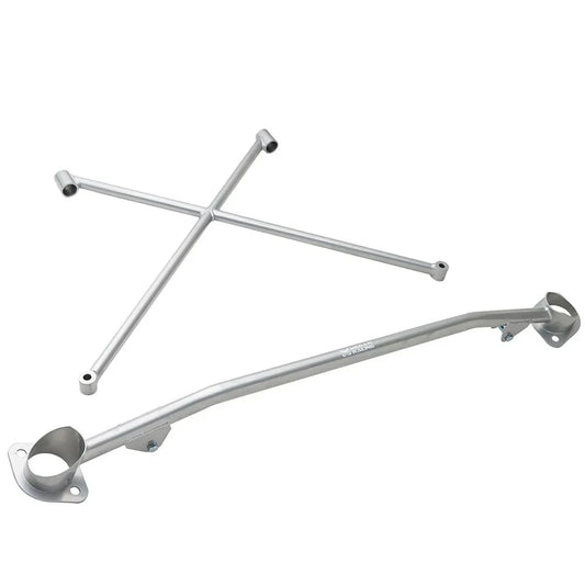 Megan Racing Race Spec Silver Front X-Brace Tower Bar For 99-09 Honda S2000 AP1 AP2 w/Aftermarket Intake