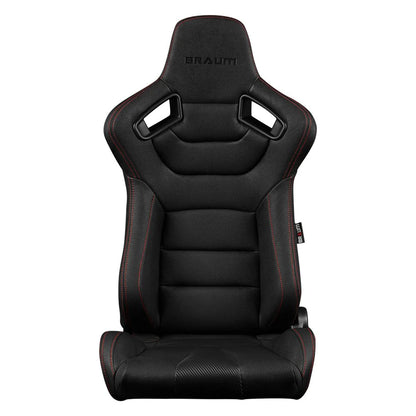 BRAUM Elite Sport Seats (Reclining - Black/Red Stitch Leatherette) BRR1-BKRS