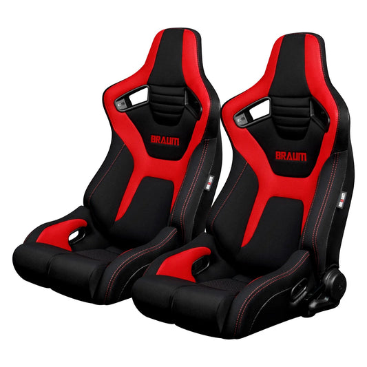BRAUM Elite-R Racing Seats (Reclining - Black & Red Cloth) BRR1R-BFRD