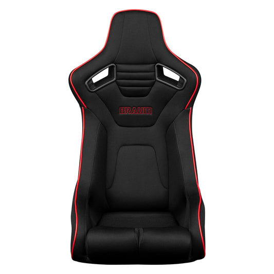 BRAUM Elite-R Fixed Back Bucket Seat [Black Polo Cloth] Black or Red Stitching